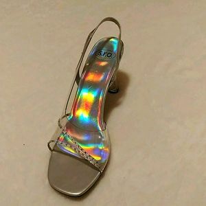 Vintage Silver & Clear Sling-Back Heel